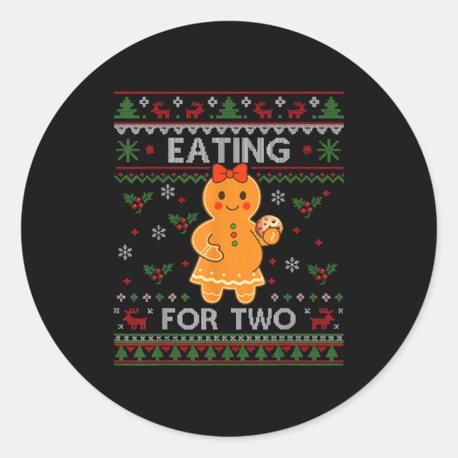 Adesivo Eating For Two Pregnancy Announcement Ugly Sweater (Frente)