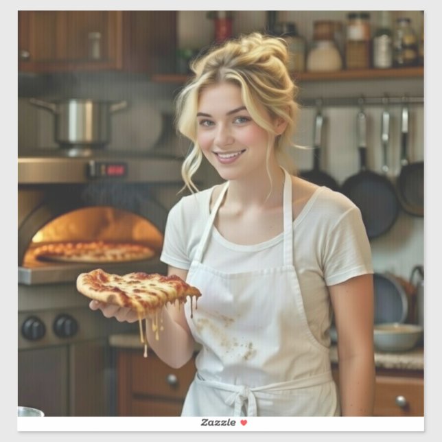 Adesivo Eating Pizza Photo Personalize Customize (Folha)