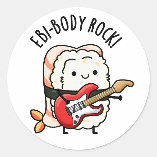 Adesivo Ebi-body Rock Funny Rocker Sushi Pun (Frente)