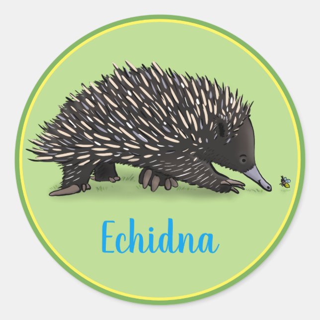 Adesivo echidna bonita com desenho de inseto (Frente)