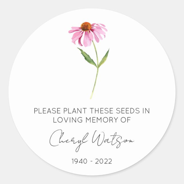 Adesivo Echinacea | Pacote de Sementes de Memória Simples (Frente)