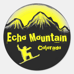 Adesivo Echo Mountain Colorado Snowboard amarelos