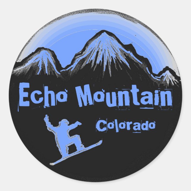 Adesivo Echo Mountain Colorado Snowboarder azul (Frente)