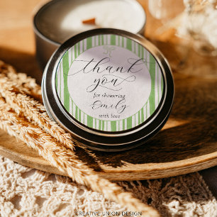 Adesivo Eclectic Strips Green Chá de fraldas Obrigado