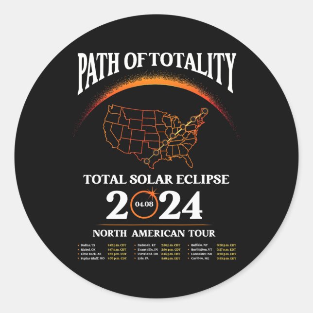Adesivo Eclipse Path Of Totality Solar Eclipse Abril 8 202 (Frente)
