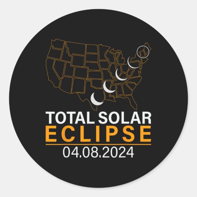Adesivo Eclipse Solar 2024 Mapa Eclipse Abril 8 2024 Eclip (Frente)