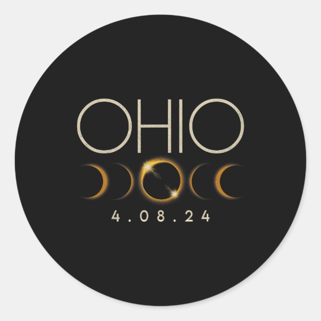 Adesivo Eclipse Solar 2024 State Ohio Total Eclipse Solar (Frente)