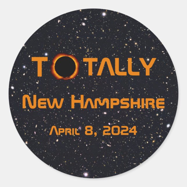 Adesivo Eclipse Solar 2024 Totalmente Nova Hampshire (Frente)
