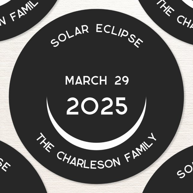 Adesivo Eclipse Solar 2025 Personalizado (Partial Solar Eclipse March 29 2025 personalized sticker)