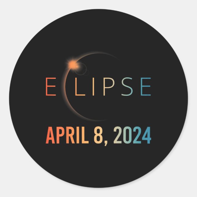Adesivo Eclipse Solar Abril 8 2024 Eclipse Solar Total (Frente)