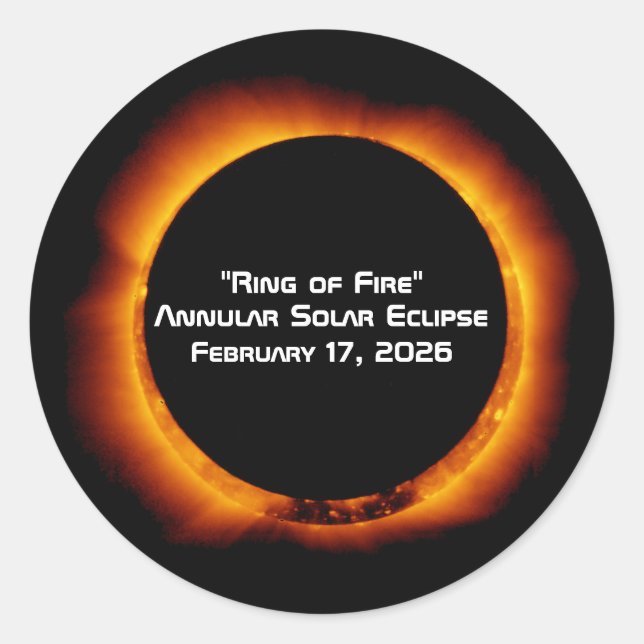 Adesivo Eclipse Solar Anelar de Fogo de 2026 (Frente)