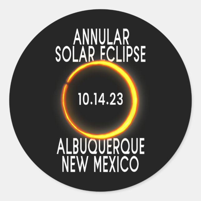 Adesivo Eclipse Solar Annular T - Albuquerque Novo México (Frente)