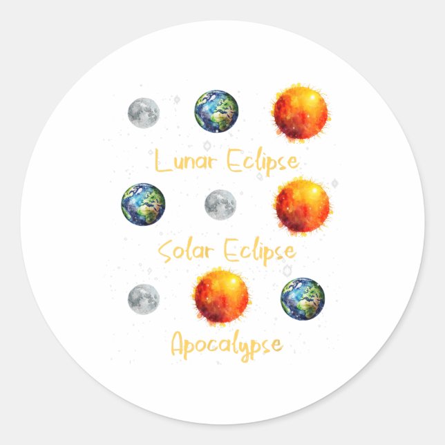 Adesivo Eclipse Solar Do Eclipse Lunar E Apocalypse Engraç (Frente)