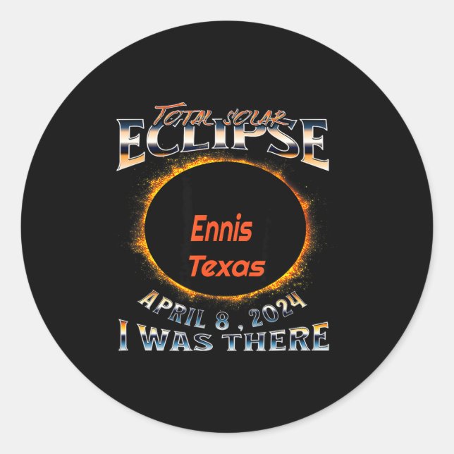 Adesivo Eclipse Solar Ennis Texas Lá (Frente)