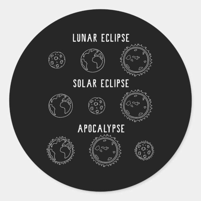 Adesivo Eclipse Solar Lunar Apocalypse Astronomy Nerd Scie (Frente)