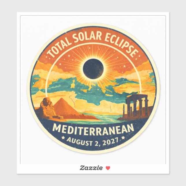 Adesivo Eclipse Solar Mediterrâneo 2027 (Folha)