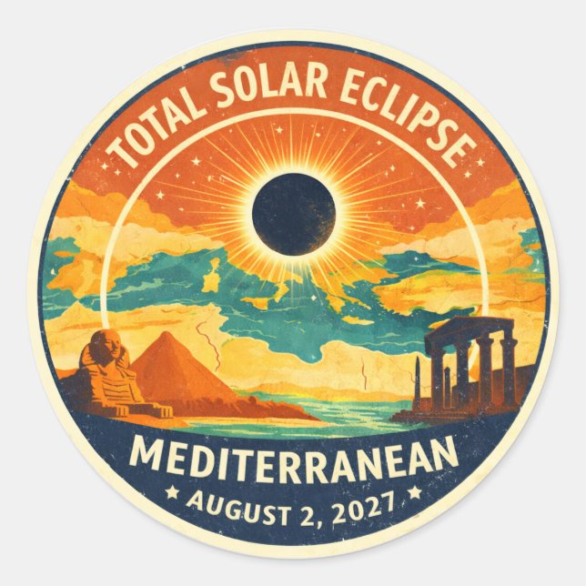 Adesivo Eclipse Solar Mediterrâneo de 2027 (Frente)