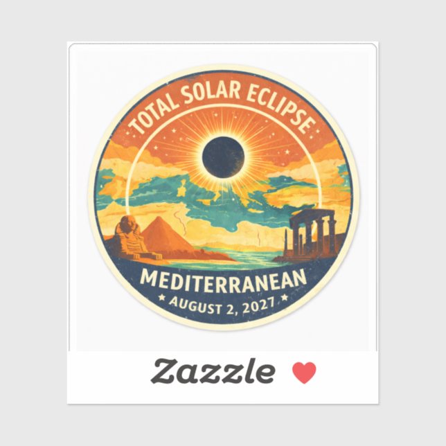 Adesivo Eclipse solar no Mediterrâneo de 2027 (Folha)