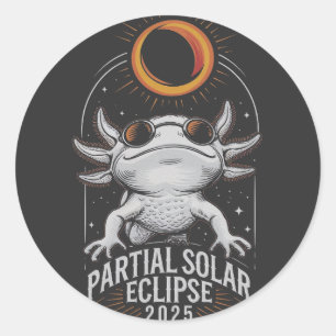 Adesivo Eclipse Solar Parcial 2025 Anfíbio Axolotl