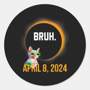 Adesivo Eclipse Solar Total 2024 Diversão Cat Dizendo Bruh