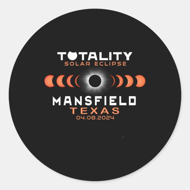 Adesivo Eclipse Solar Total 2024 do Texas Mansfield (Frente)