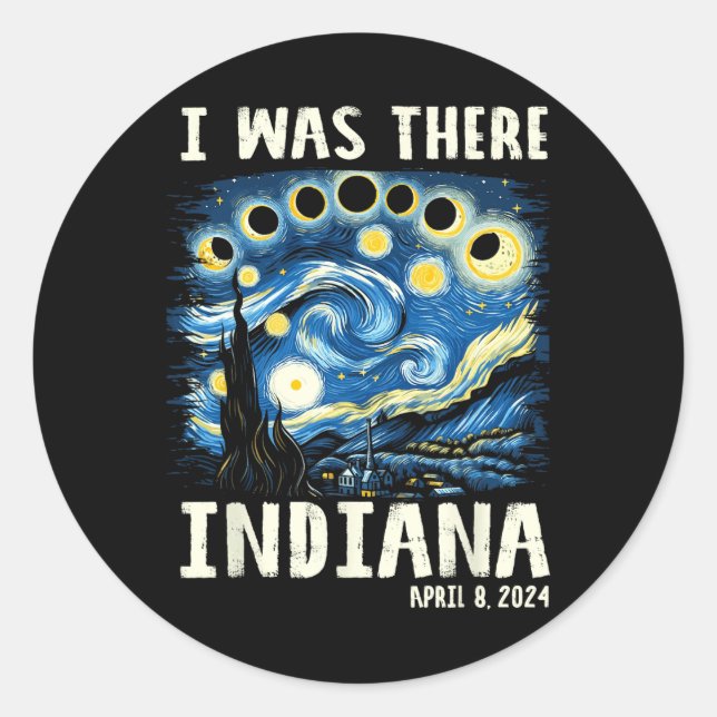 Adesivo Eclipse Solar Total 2024 Indiana - Noite Estrelada (Frente)