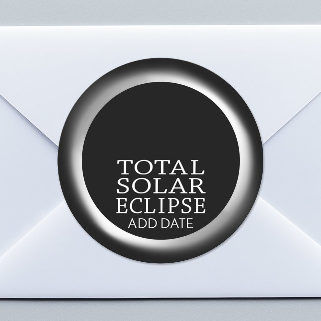 Adesivo Eclipse Solar Total - 2024 ou data personalizada (Custom Sticker for Party Favors or Envelopes)