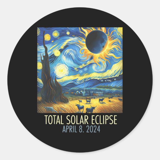 Adesivo Eclipse Solar Total 2024 Starry Night Painting Van (Frente)