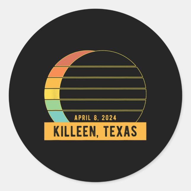 Adesivo Eclipse Solar Total De 2024 Em Killeen Texas (Frente)
