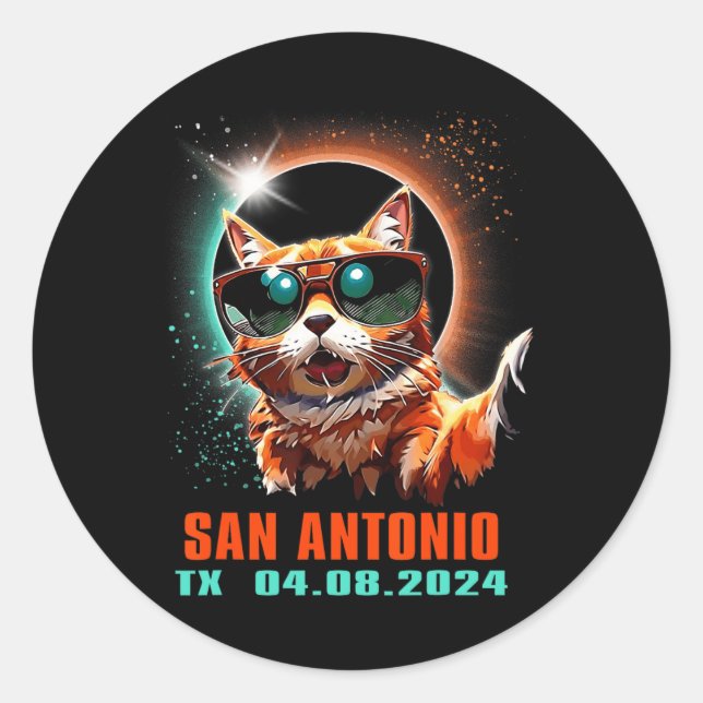 Adesivo Eclipse Solar Total de San Antonio Texas 2024 (Frente)