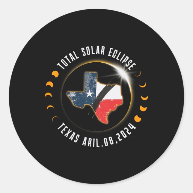 Adesivo Eclipse Solar Total Texas - Total Eclipse 2024 Tex (Frente)