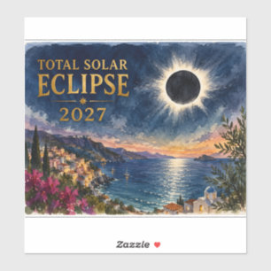 Adesivo Eclipse Total do Sol 2027 Mediterrâneo 