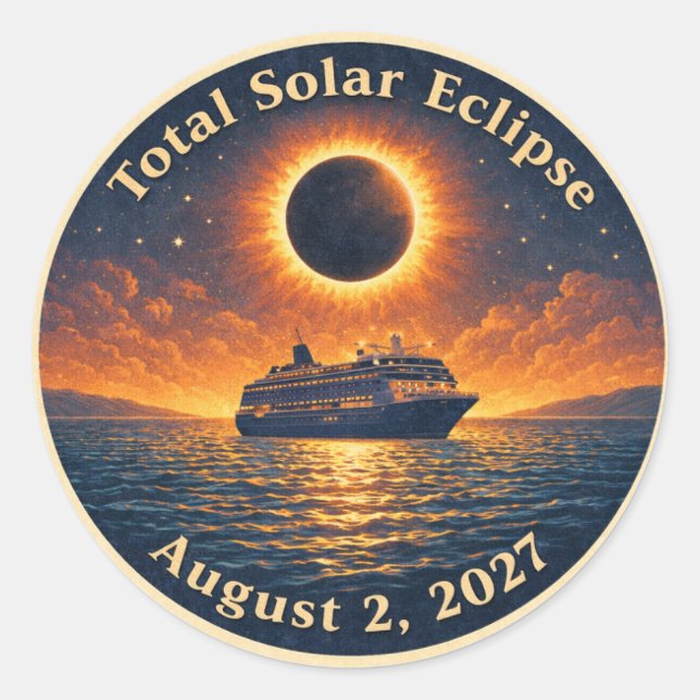 Adesivo Eclipse Total do Sol 2 de agosto de 2027 cruzeiro (Frente)