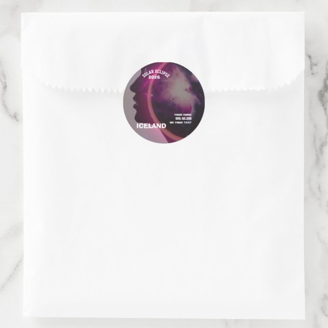 Adesivo Eclipse total do sol agosto 2026 texto personaliza (Bolsa)