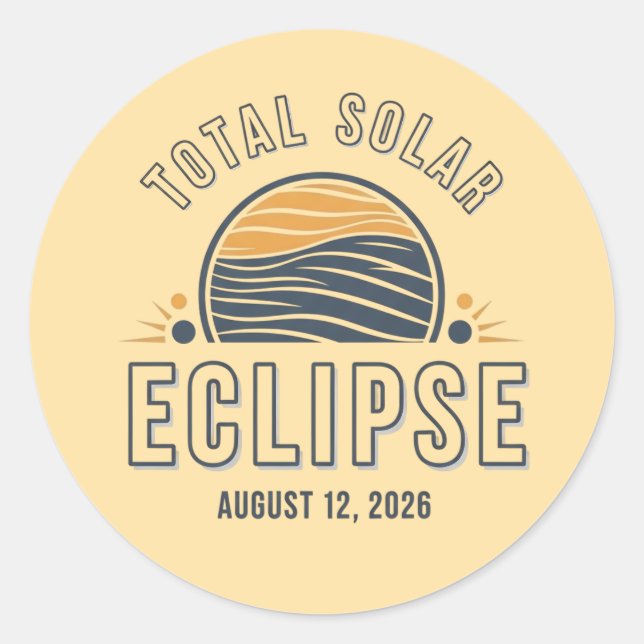 Adesivo Eclipse Total do Sol Astronomia 2026 Totalidade Ag (Frente)