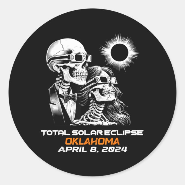 Adesivo Eclipse Total do Sol Esqueleto Oklahoma Ok (Frente)