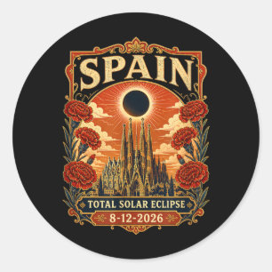 Adesivo Eclipse Total Solar Espanha 2026 Barcelona Sagrada