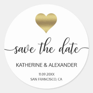 Adesivo ECONOMIAS brancas do casamento do coração Dourad