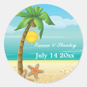 Adesivo Economias do casamento de praia da palmeira & da
