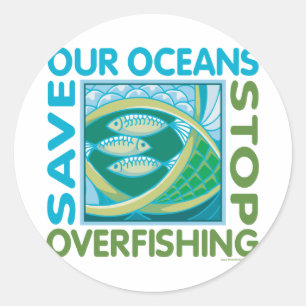 Adesivo Economize nossos oceanos - Pare de sobrepesca