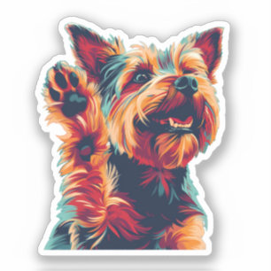 Adesivo Ecstatic Yorkshire Terrier acenando em você
