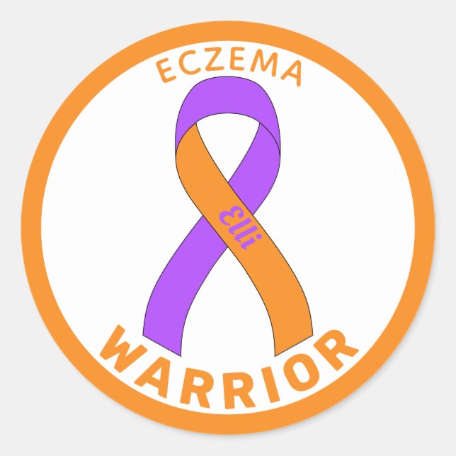 Adesivo Eczema Warrior Ribbon White Round Sticker (Frente)