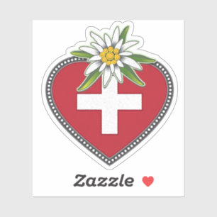 Adesivo Edelweiss Heart Swiss Flag Die Cut Sticker