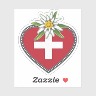 Adesivo Edelweiss Heart Swiss Flag Die Cut Sticker