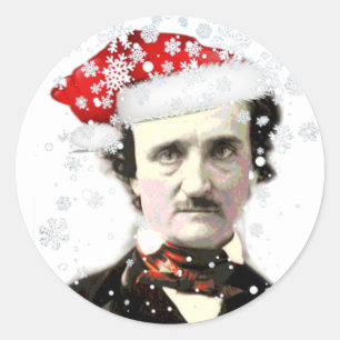 Adesivo Edgar Allan Poe Christmas Hat Snowflake