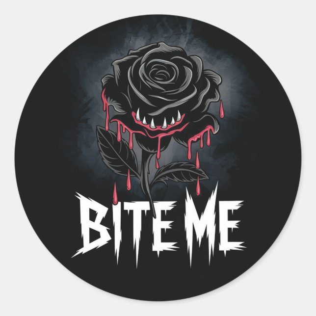Adesivo Edgy 'Bite Me' Gótico Rosa (Frente)