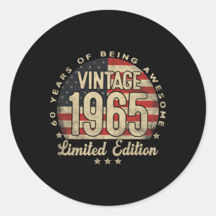 Adesivo Edição Limitada Vintage 1965 Presentes de 60 anos