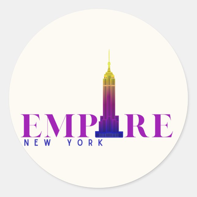 Adesivo Edifício Empire State-Nova York-Roxo Vibrante- (Frente)