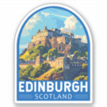 Adesivo Edinburgh Scotland Viagem Art Vintage<br><div class="desc">Edinburgh retro vetor viagem design. Edimburgo é a capital compacta e montanhosa da Escócia. Tem uma Cidade Velha medieval e uma Nova Cidade Georgiana elegante com jardins e edifícios neoclássicos.</div>
