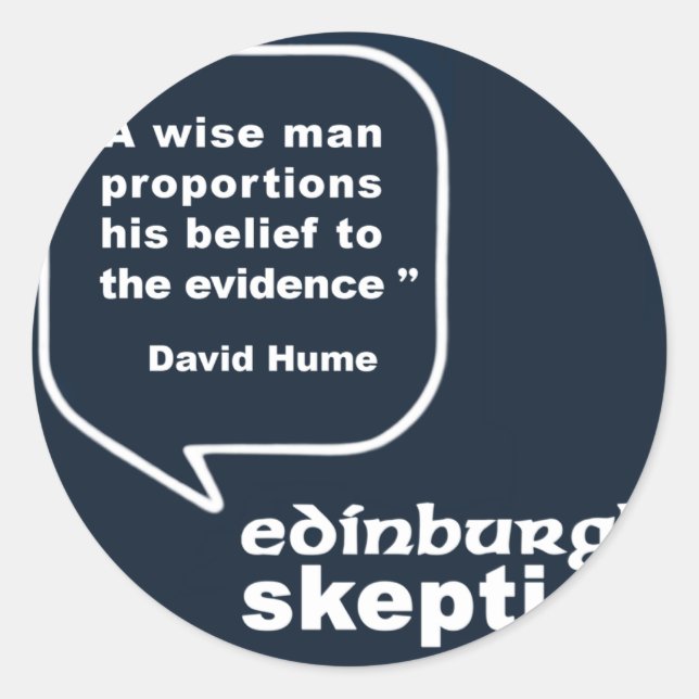Adesivo Edinburgh Skeptics - Citação Hume (Frente)